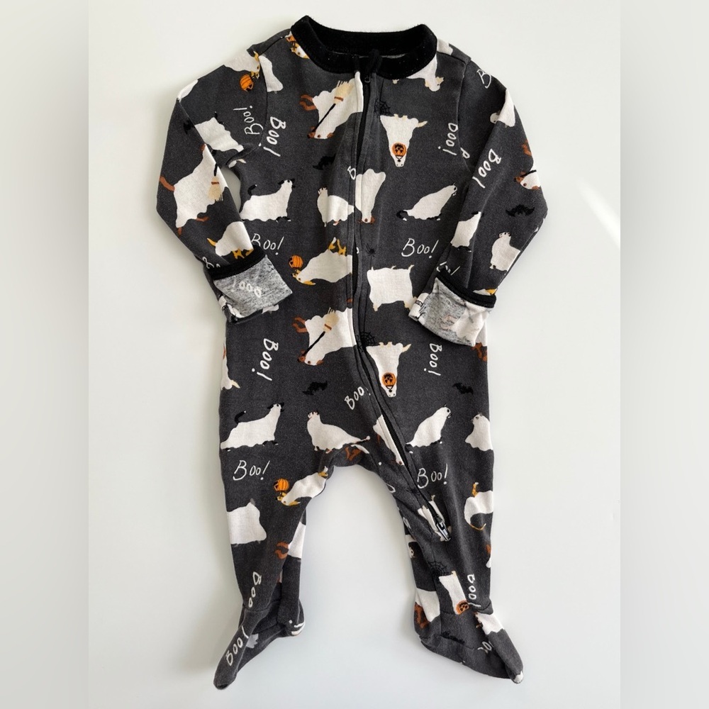 Old Navy Dog Ghost Print Kids Footie - Dark Gray